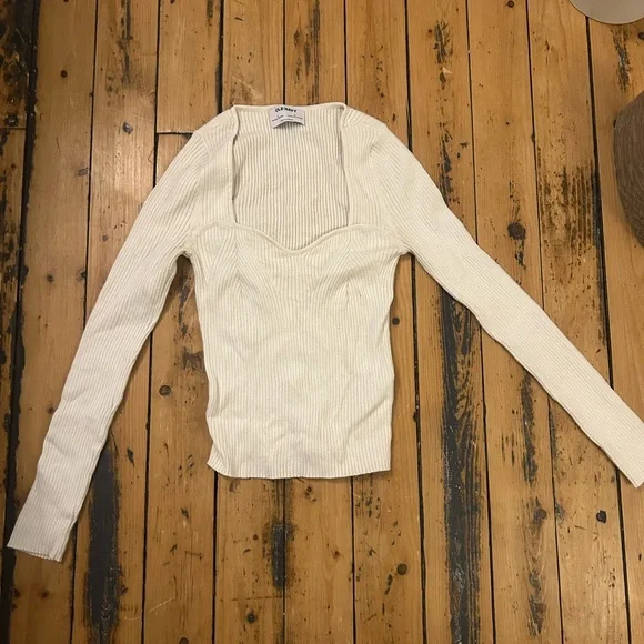 Women's Cream Ribbed Top - Picture 1 of 2